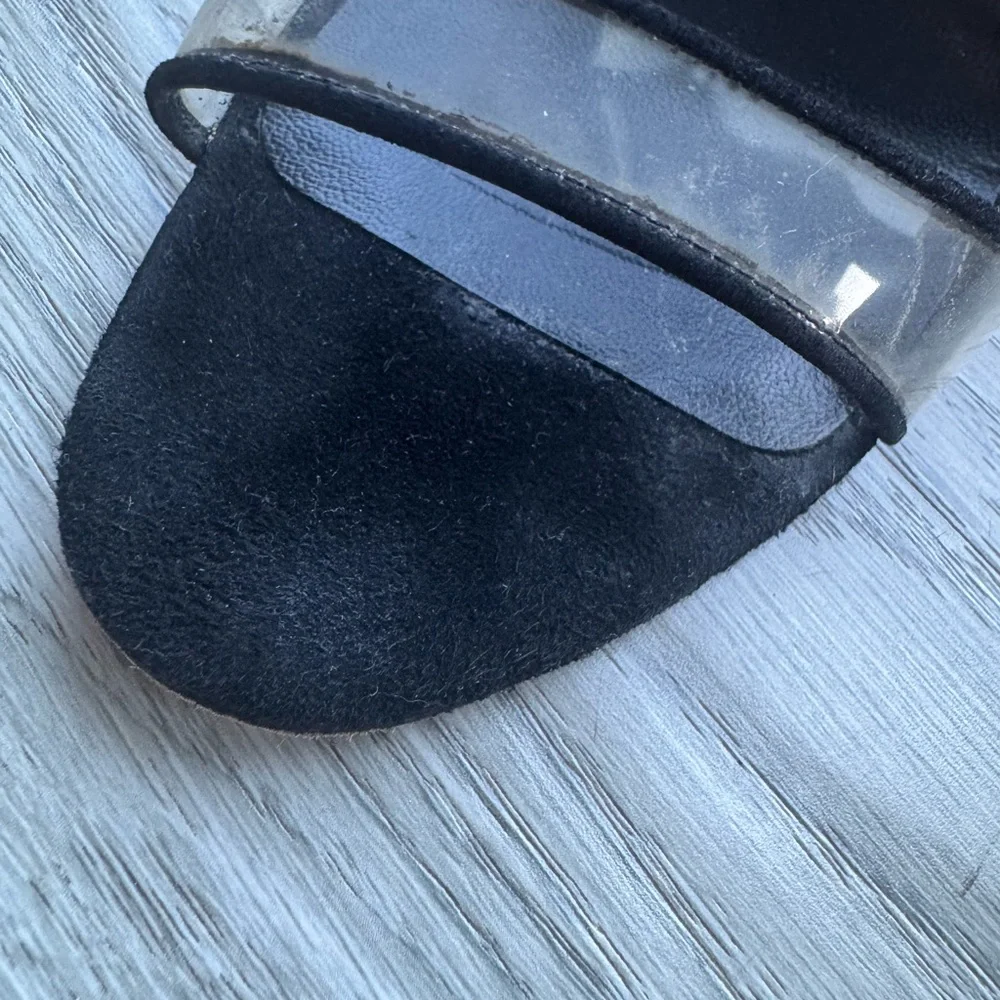 Manolo Blahnik Fersen 105MM Suede-Trimmed PVC Heel Sandals Size 37 - Picture 8 of 9